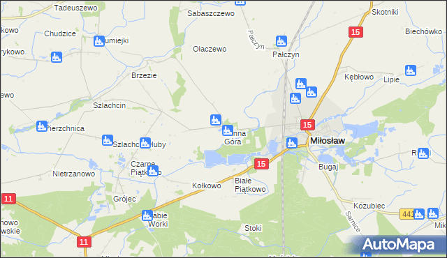 mapa Winna Góra gmina Środa Wielkopolska, Winna Góra gmina Środa Wielkopolska na mapie Targeo