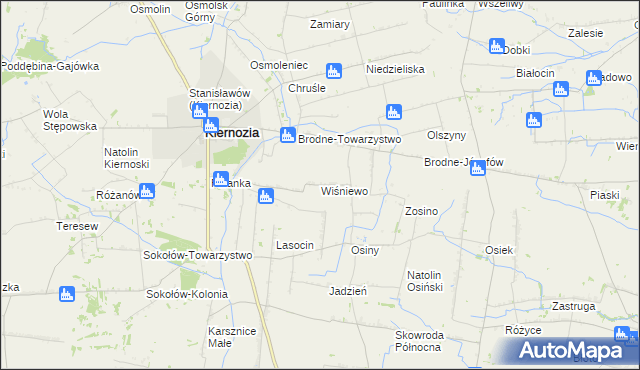 mapa Wiśniewo gmina Kiernozia, Wiśniewo gmina Kiernozia na mapie Targeo