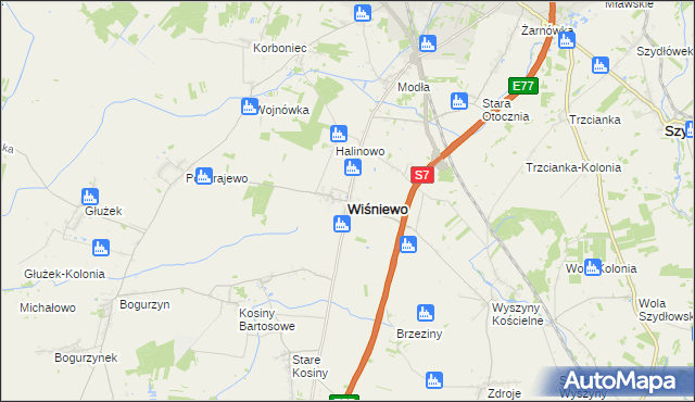 mapa Wiśniewo powiat mławski, Wiśniewo powiat mławski na mapie Targeo