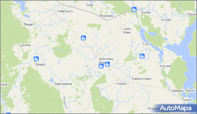 mapa Wiśniowo Ełckie, Wiśniowo Ełckie na mapie Targeo