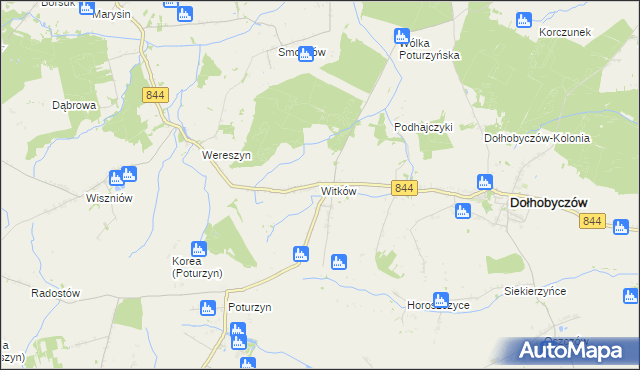 mapa Witków gmina Dołhobyczów, Witków gmina Dołhobyczów na mapie Targeo