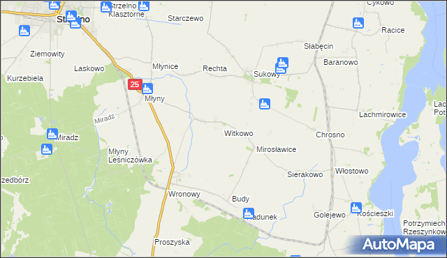 mapa Witkowo gmina Strzelno, Witkowo gmina Strzelno na mapie Targeo