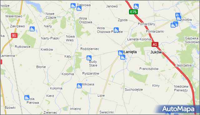 mapa Witoldów gmina Łanięta, Witoldów gmina Łanięta na mapie Targeo
