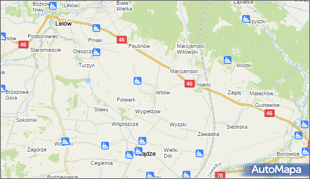 mapa Witów gmina Irządze, Witów gmina Irządze na mapie Targeo