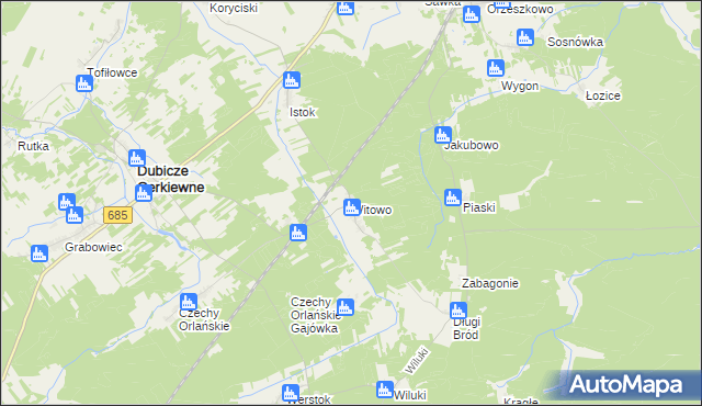 mapa Witowo gmina Dubicze Cerkiewne, Witowo gmina Dubicze Cerkiewne na mapie Targeo