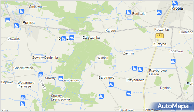 mapa Włostki, Włostki na mapie Targeo