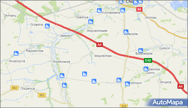 mapa Wojciechów gmina Zagrodno, Wojciechów gmina Zagrodno na mapie Targeo