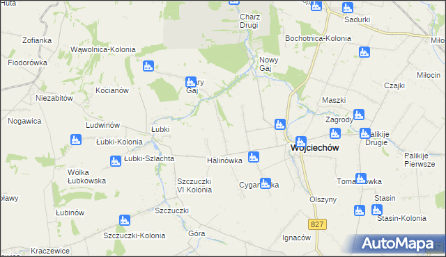 mapa Wojciechów-Kolonia Pierwsza, Wojciechów-Kolonia Pierwsza na mapie Targeo