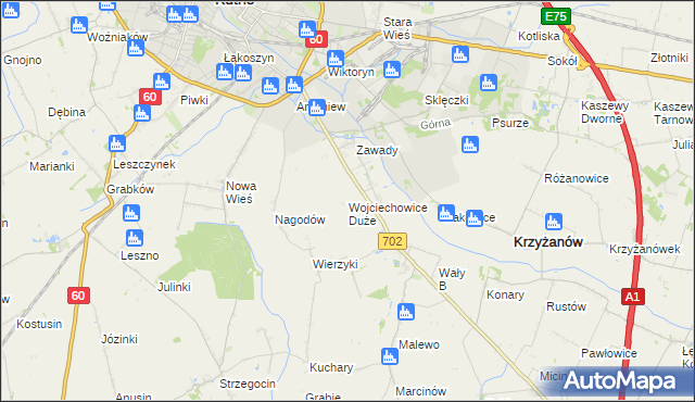mapa Wojciechowice Duże, Wojciechowice Duże na mapie Targeo
