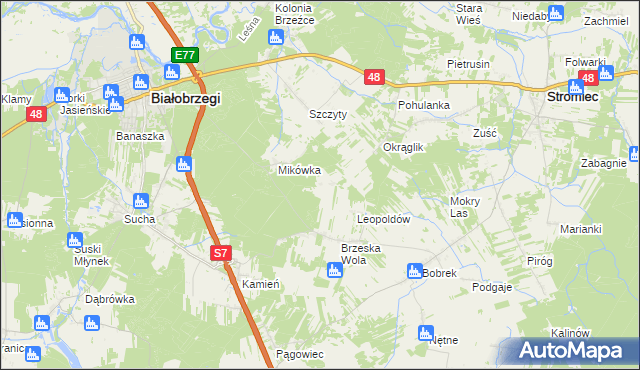 mapa Wojciechówka gmina Białobrzegi, Wojciechówka gmina Białobrzegi na mapie Targeo