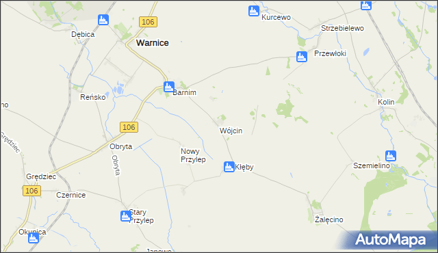 mapa Wójcin gmina Warnice, Wójcin gmina Warnice na mapie Targeo