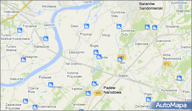 mapa Wojków gmina Padew Narodowa, Wojków gmina Padew Narodowa na mapie Targeo