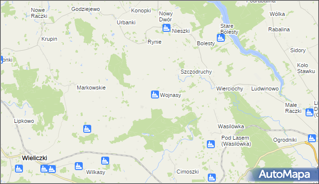 mapa Wojnasy gmina Wieliczki, Wojnasy gmina Wieliczki na mapie Targeo