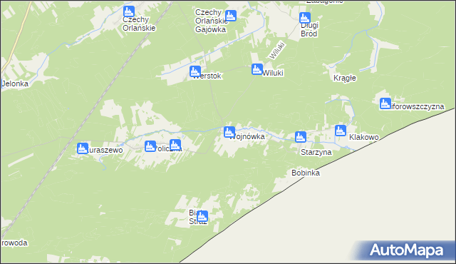 mapa Wojnówka gmina Dubicze Cerkiewne, Wojnówka gmina Dubicze Cerkiewne na mapie Targeo