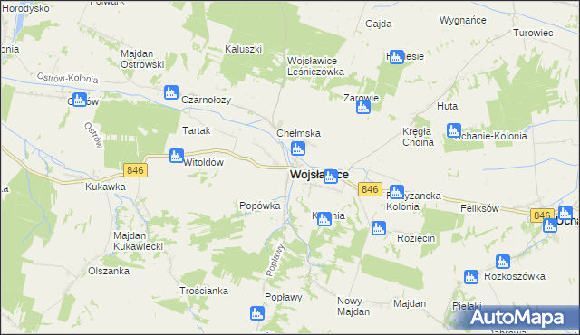 mapa Wojsławice powiat chełmski, Wojsławice powiat chełmski na mapie Targeo
