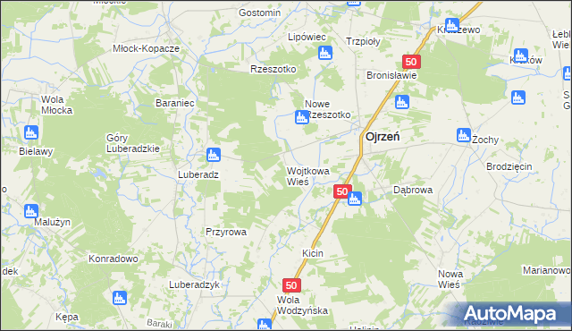 mapa Wojtkowa Wieś, Wojtkowa Wieś na mapie Targeo