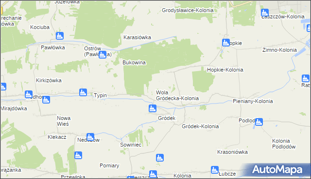 mapa Wola Gródecka-Kolonia, Wola Gródecka-Kolonia na mapie Targeo
