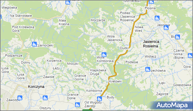 mapa Wola Komborska, Wola Komborska na mapie Targeo