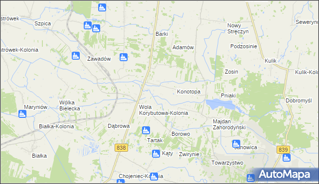 mapa Wola Korybutowa Druga, Wola Korybutowa Druga na mapie Targeo