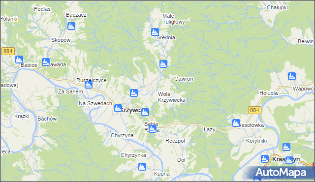 mapa Wola Krzywiecka, Wola Krzywiecka na mapie Targeo