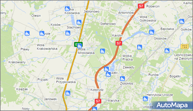 mapa Wola Mrokowska, Wola Mrokowska na mapie Targeo