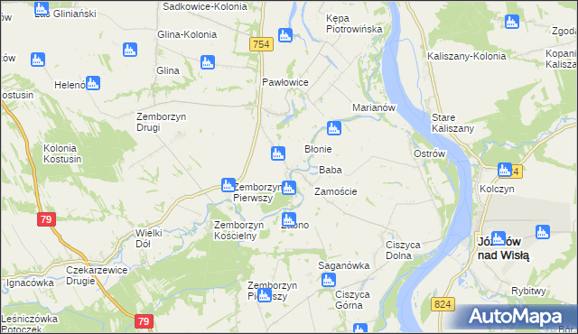 mapa Wola Pawłowska gmina Solec nad Wisłą, Wola Pawłowska gmina Solec nad Wisłą na mapie Targeo