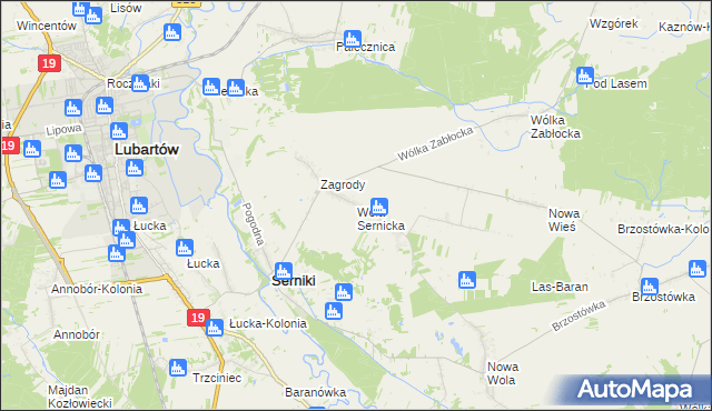 mapa Wola Sernicka, Wola Sernicka na mapie Targeo