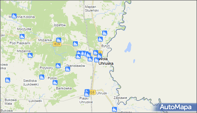 mapa Wola Uhruska, Wola Uhruska na mapie Targeo