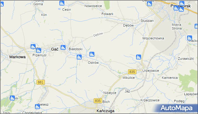 mapa Wolica gmina Gać, Wolica gmina Gać na mapie Targeo