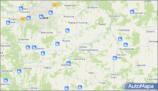 mapa Wólka Czarnogłowska, Wólka Czarnogłowska na mapie Targeo