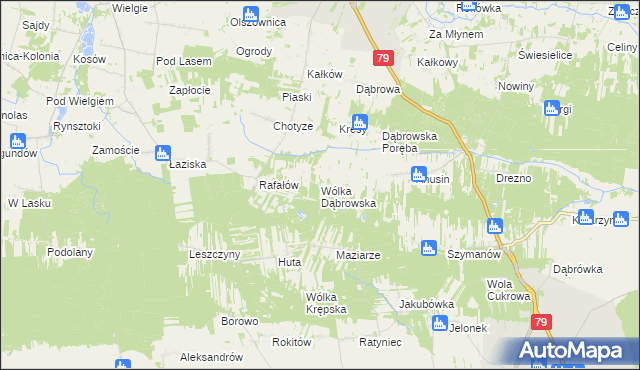 mapa Wólka Dąbrowska, Wólka Dąbrowska na mapie Targeo