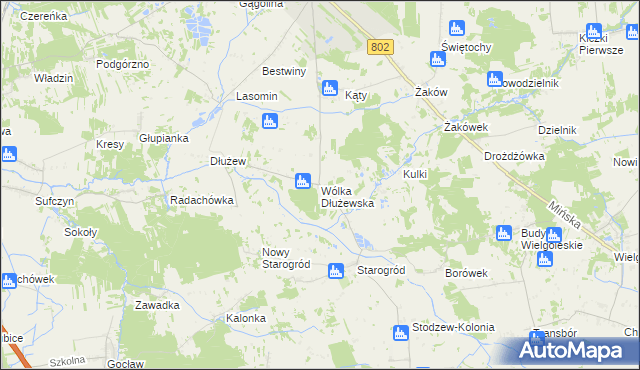 mapa Wólka Dłużewska, Wólka Dłużewska na mapie Targeo