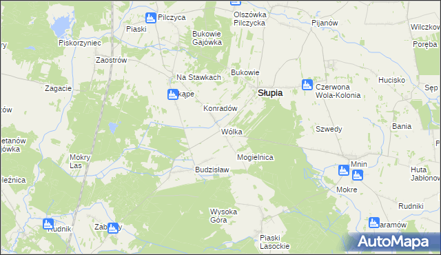 mapa Wólka gmina Słupia Konecka, Wólka gmina Słupia Konecka na mapie Targeo