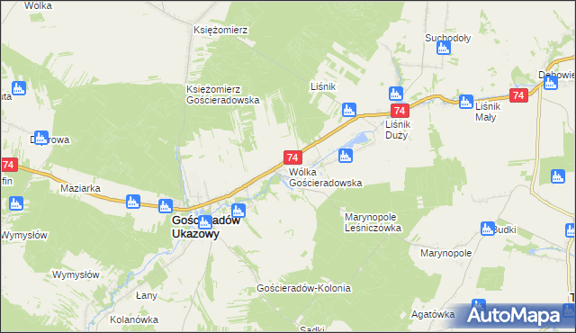 mapa Wólka Gościeradowska, Wólka Gościeradowska na mapie Targeo