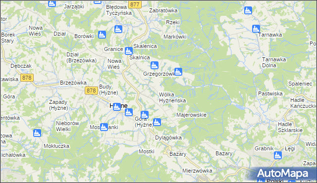 mapa Wólka Hyżneńska, Wólka Hyżneńska na mapie Targeo
