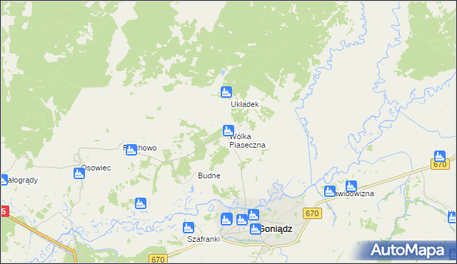 mapa Wólka Piaseczna gmina Goniądz, Wólka Piaseczna gmina Goniądz na mapie Targeo