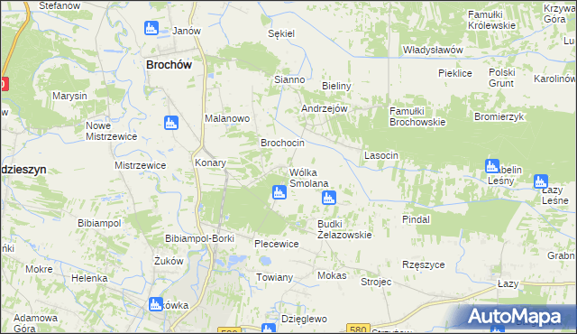 mapa Wólka Smolana gmina Brochów, Wólka Smolana gmina Brochów na mapie Targeo