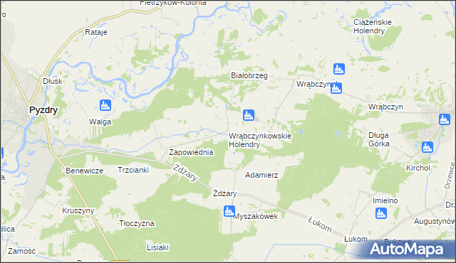 mapa Wrąbczynkowskie Holendry, Wrąbczynkowskie Holendry na mapie Targeo