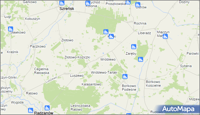 mapa Wróblewo gmina Radzanów, Wróblewo gmina Radzanów na mapie Targeo