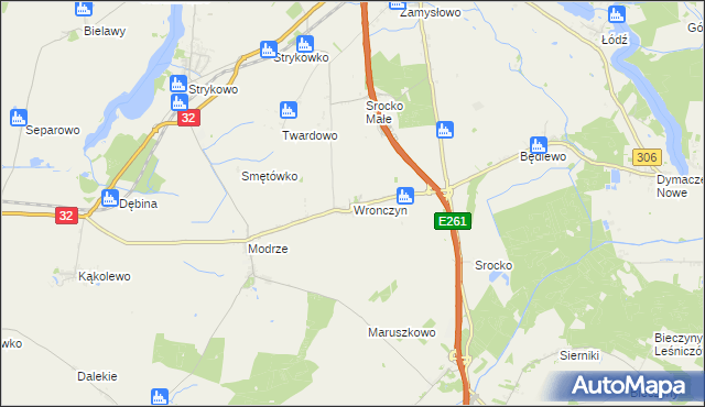 mapa Wronczyn gmina Stęszew, Wronczyn gmina Stęszew na mapie Targeo