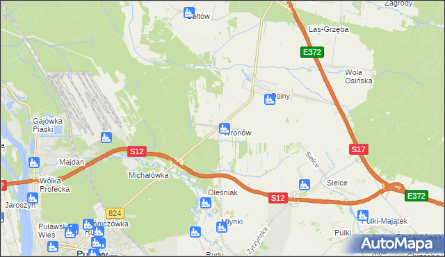 mapa Wronów gmina Końskowola, Wronów gmina Końskowola na mapie Targeo