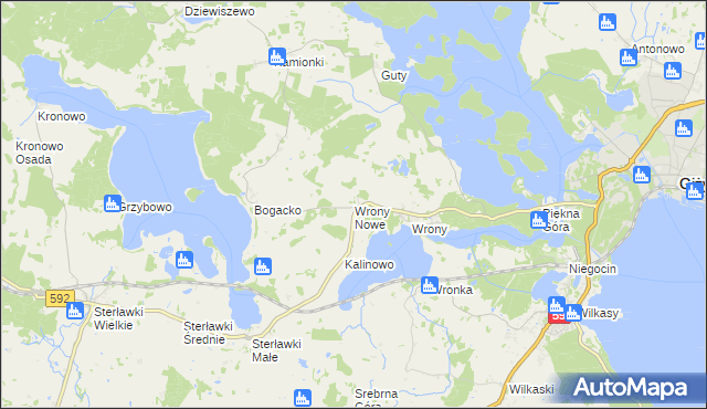 mapa Wrony Nowe, Wrony Nowe na mapie Targeo