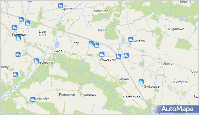 mapa Wrzosowo gmina Dygowo, Wrzosowo gmina Dygowo na mapie Targeo