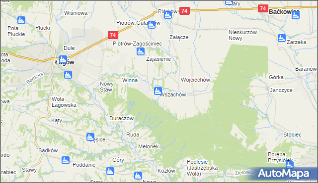 mapa Wszachów, Wszachów na mapie Targeo