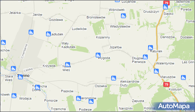 mapa Wygoda gmina Sienno, Wygoda gmina Sienno na mapie Targeo