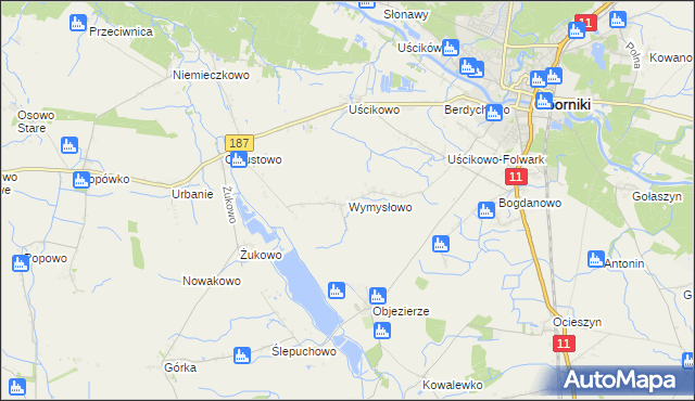 mapa Wymysłowo gmina Oborniki, Wymysłowo gmina Oborniki na mapie Targeo