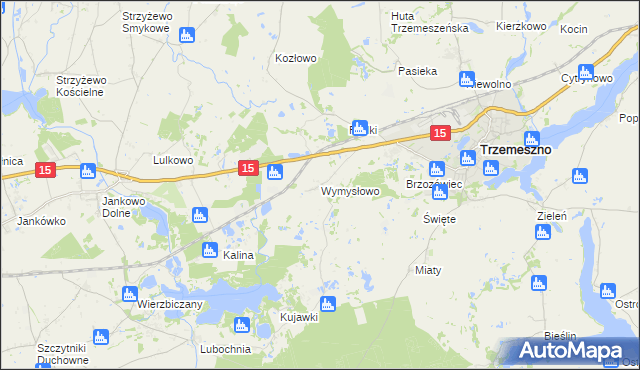 mapa Wymysłowo gmina Trzemeszno, Wymysłowo gmina Trzemeszno na mapie Targeo