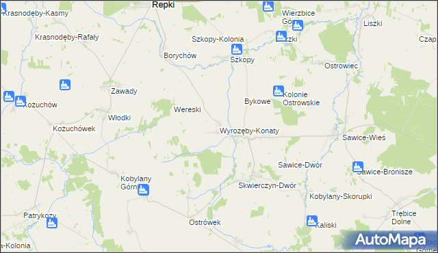 mapa Wyrozęby-Konaty, Wyrozęby-Konaty na mapie Targeo