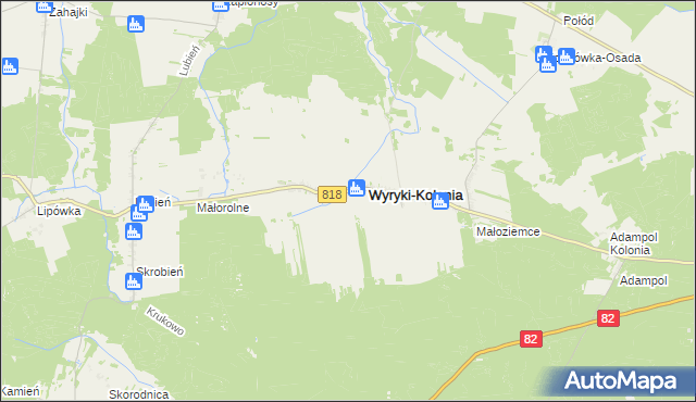 mapa Wyryki-Połód, Wyryki-Połód na mapie Targeo