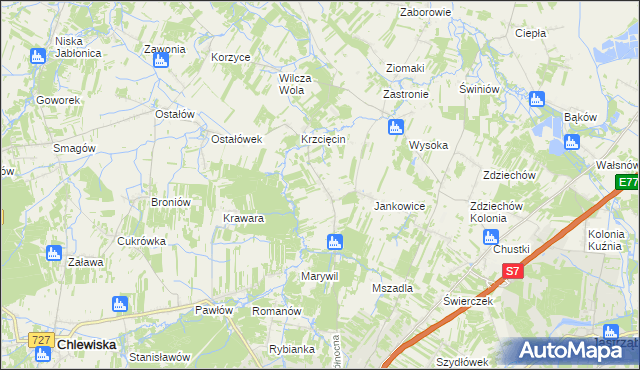 mapa Wysocko gmina Szydłowiec, Wysocko gmina Szydłowiec na mapie Targeo